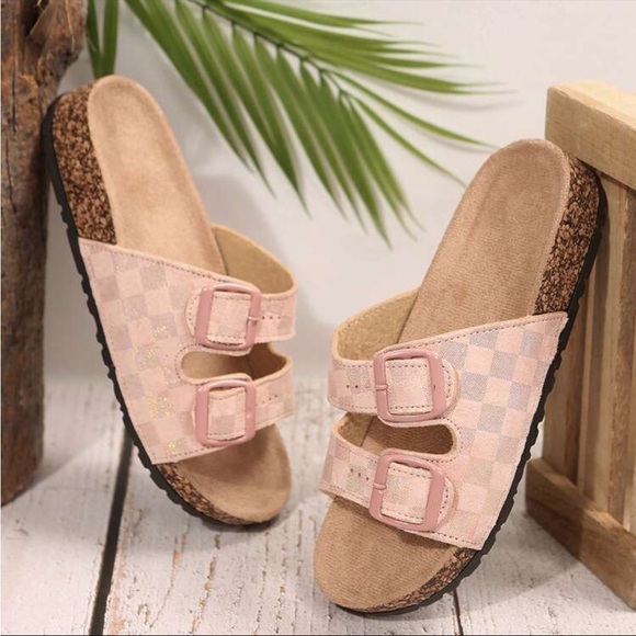Checkered buckle Sandal - pink - Picture 2 of 6